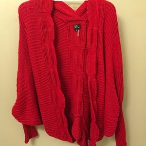 Red cardigan